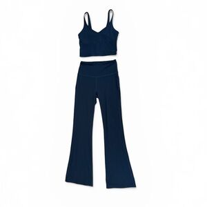 Lululemon Navy Matching Set Crop Tank & High Rise Flare Yoga Pants